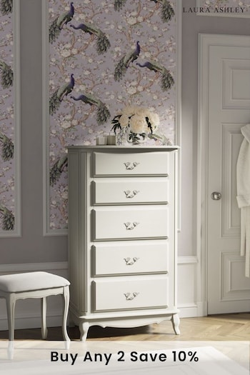Laura Ashley Dove Grey Provencale 5 Drawer Tall Chest (A40770) | £1,150