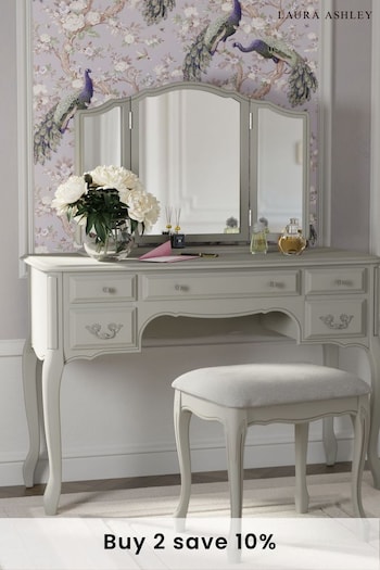 Laura Ashley Dove Grey Provencale 5 Drawer Dressing Table And Stool Set (A40771) | £800