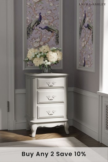 Laura Ashley Dove Grey Provencale 3 Drawer Bedside Chest (A40773) | £350