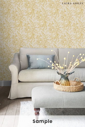 Laura Ashley Gold Picardie Wallpaper Sample Wallpaper (A41275) | £1