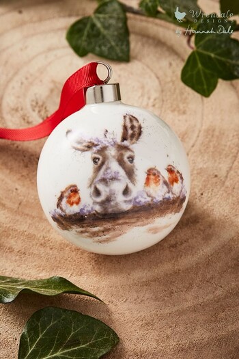 Wrendale White Royal Worcester The Christmas Donkey & Robin Bauble (A41375) | £11