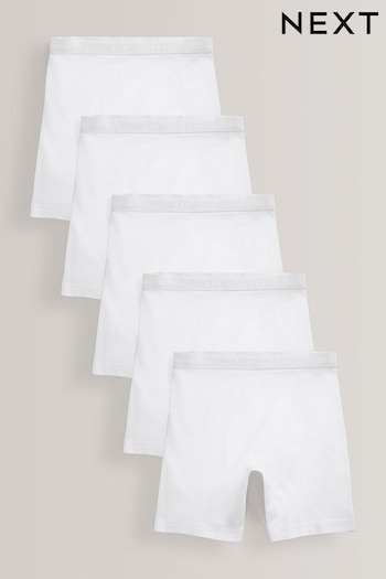 White 5 Pack Long Leg Shorts Soft (2-16yrs) (A41506) | £12 - £18