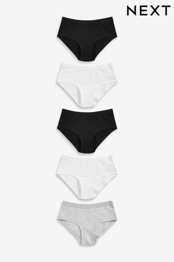 Black/White/Grey 5 Pack Hipster Briefs (2-16yrs) (A41522) | £10.75 - £14.75