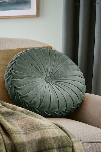 Laura Ashley Fern Green Round Rosanna Cushion (A41567) | £35