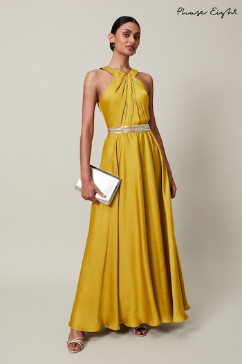 Phase Eight Yellow Vanessa Beaded Belt Maxi Dress (A41620) | £250