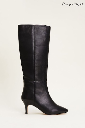 Phase Eight Panelled Knee High Black Boots (A41666) | £169