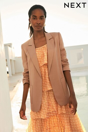 Taupe Brown Relaxed Fit Sheen Blazer (A42368) | £55