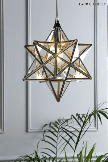 Laura Ashley Polished Silver Star Single Pendant Ceiling Light (A42833) | £180