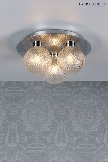 Laura Ashley Polished Chrome Prague Bathroom 3 Light Flush Ceiling Light (A42837) | £95