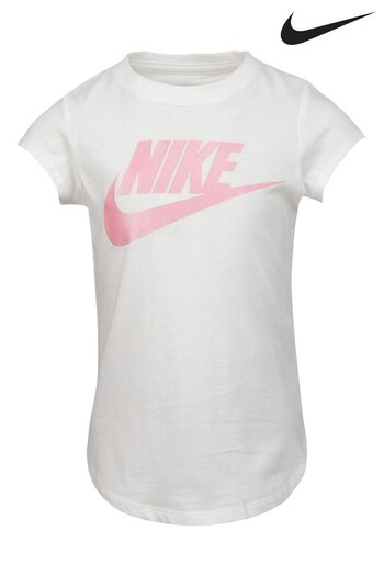 Nike White Little Kids Futura Short Sleeve T-Shirt (A42918) | £14