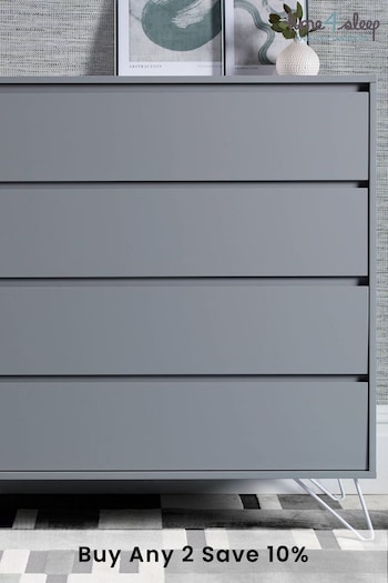 time4sleep Harbour Mist With White Feet Sofia 4 Drawer Chest (A42972) | £440