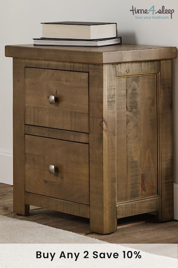 time4sleep White Plank 2 Drawer Wooden Bedside Table (A42989) | £330