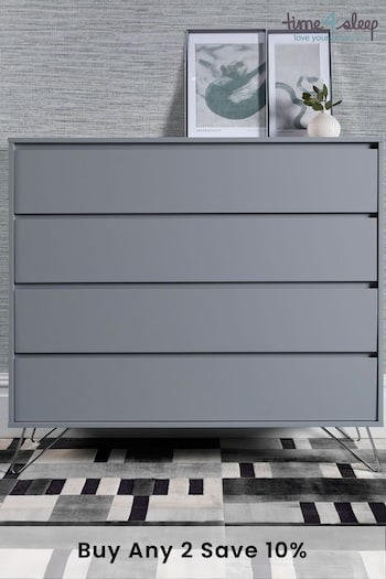 time4sleep Harbour Mist With Stainless Steel Feet Sofia 4 Drawer Chest (A42990) | £440
