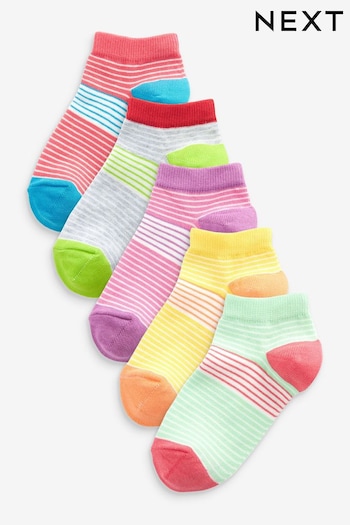 Multi 5 Pack Cotton Rich Bright Stripe Trainer Socks (A43313) | £5.50 - £7.50