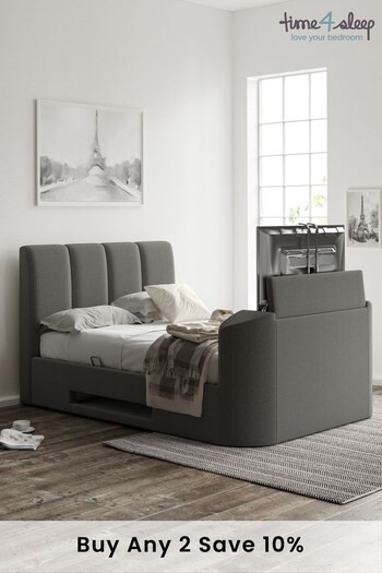Grey Copenhagen Foley Grey Upholstered King Size TV Bed (A43333) | £1,430