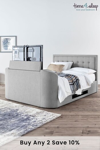 Grey Carmel Mid Grey Upholstered King Size TV Bed (A43340) | £1,650