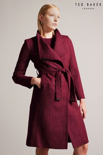 Ted Baker Roseane Pink Wrap Coat With Shoulder Panels (A43496) | £325