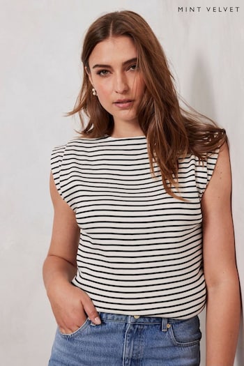 Mint Velvet Natural Stripe Extended Sleeve T-Shirt (A43528) | £55