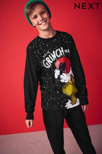 The Grinch Black Long Sleeve Christmas T-Shirt (3-16yrs) (A43713) | £14 - £19