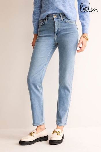 Boden Blue Mid Rise Slim Check Jeans (A43740) | £80