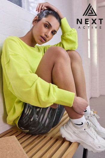 Lime Green Oversized Active Longline Relaxed Summer Crew Neck Sweatshirt (A43746) | £32