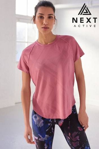 Blush Pink Active Short Sleeve Jacquard Geo Sport Top (A43748) | £20