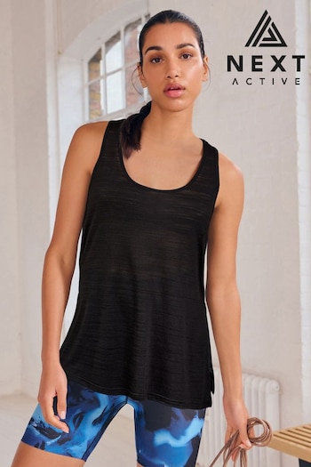 Black Active Leather-Trimmed Longline Tank (A43775) | £15