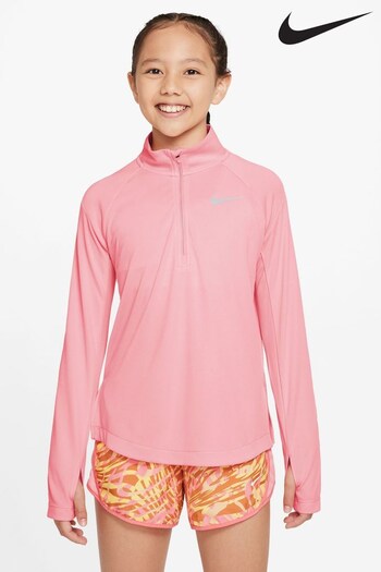Nike low Coral Pink Dri-FIT Half Zip Long Sleeve Running Top (A44069) | £38