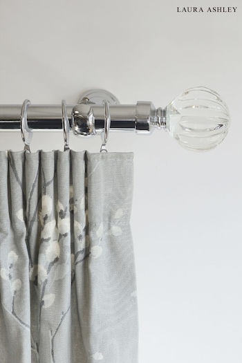 Laura Ashley Chrome 28mm Metal Curtain Pole With Vivien Glass Finial (A44595) | £75 - £110