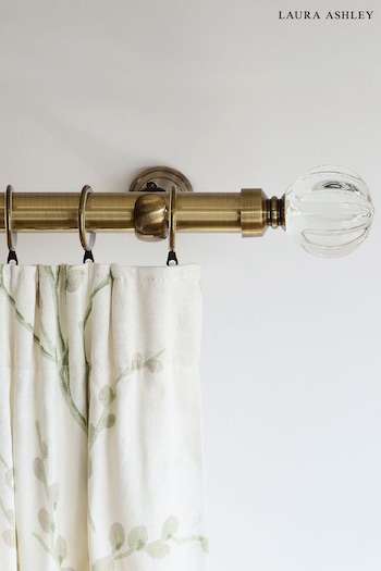 Laura Ashley Antique Brass 28mm Metal Curtain Pole With Vivien Glass Finial (A44596) | £75 - £110