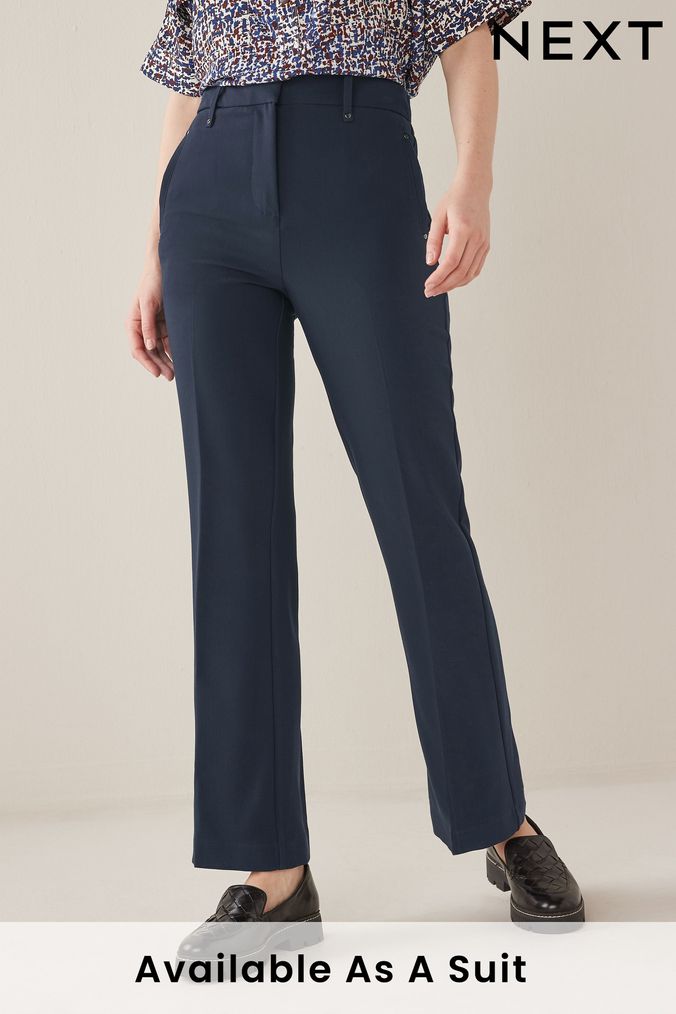 Navy blue trousers womens hotsell uk