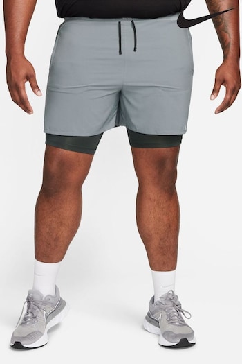 Nike Grey Dri-FIT Stride 5 Inch 2-in-1 Running Shorts (A45218) | £55