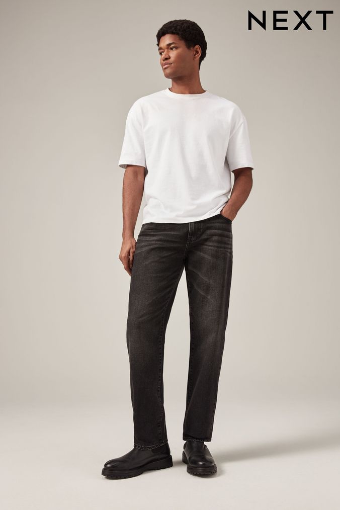 Next mens black straight jeans clearance