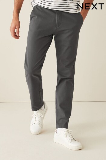 Dark Grey Slim Elasticated Waist Stretch Chino Trousers aus (A46217) | £24