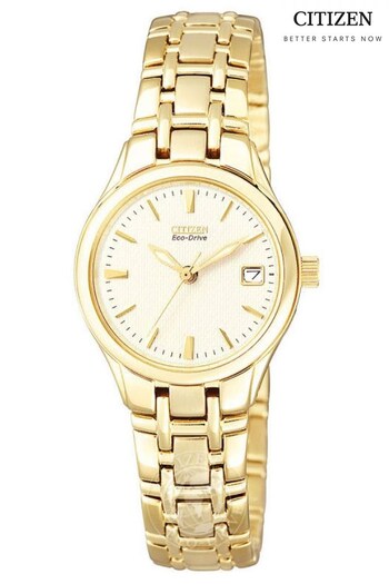 Citizen Ladies Gold Tone Eco-Drive Bracelet Dress Watch (A46624) | £199