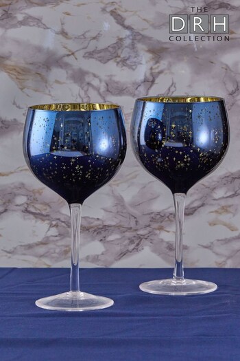 The DRH Collection Set of 2 Blue Galaxy Gin Glasses (A46642) | £30