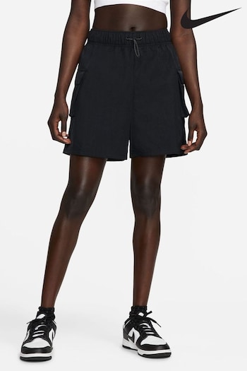 Nike Black Sportswear Essential Woven High-Rise Shorts (A47163) | £50