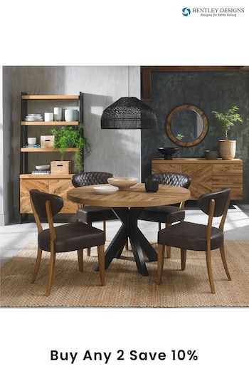 Bentley Designs Natural Ellipse Rustic Oak Circular Dining Table (A47370) | £800