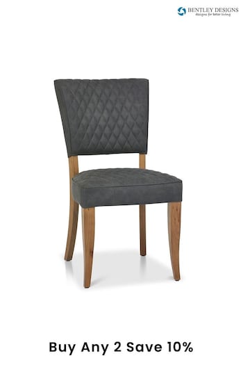 Bentley Designs Set of 2 Grey Logan Rustic Oak Upholstered Chairs (A47380) | £480
