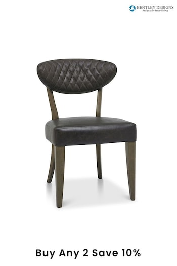 Bentley Designs Set of 2 Brown Margot Fumed Oak Leather Upholstered Chairs (A47381) | £480