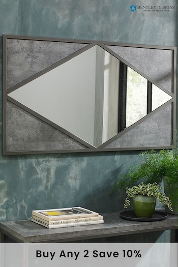 Bentley Designs Grey Renzo Zinc Dark Grey Landscape Wall Mirror (A47427) | £300