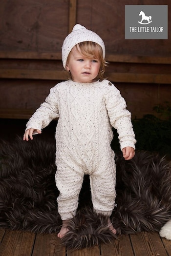 The Little Tailor Cable Knit Romper And Hat Baby Gift Set (A48122) | £48