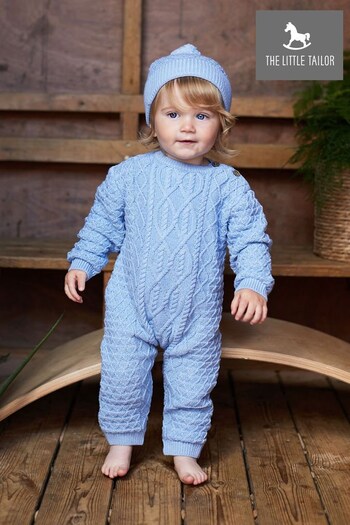The Little Tailor Cable Knit Romper And Hat Baby Gift Set (A48124) | £48
