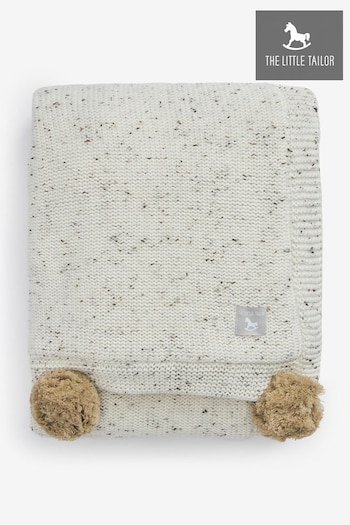 The Little Tailor Pom Pom Plush Lined Baby Blanket (A48128) | £48
