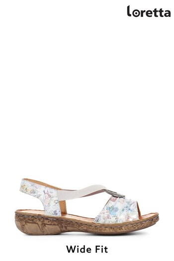 Loretta Ladies White Wide Fit Leather Slingback Sandals (A48287) | £45