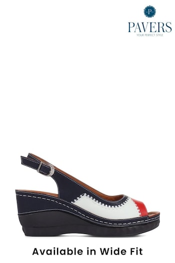 Pavers Blue Wide Fit Wedge Sandals (A48309) | £33