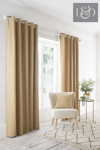 D&D Yellow Indiana Eyelet Curtains (A48695) | £22 - £65