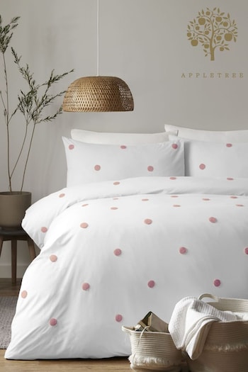 Appletree Pink Dot Garden Tufted Duvet Cover and Pillowcase Set (A48700) | £35 - £60