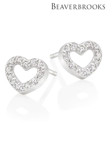 Beaverbrooks Silver Cubic Zirconia Heart Stud Earrings (A48755) | £39