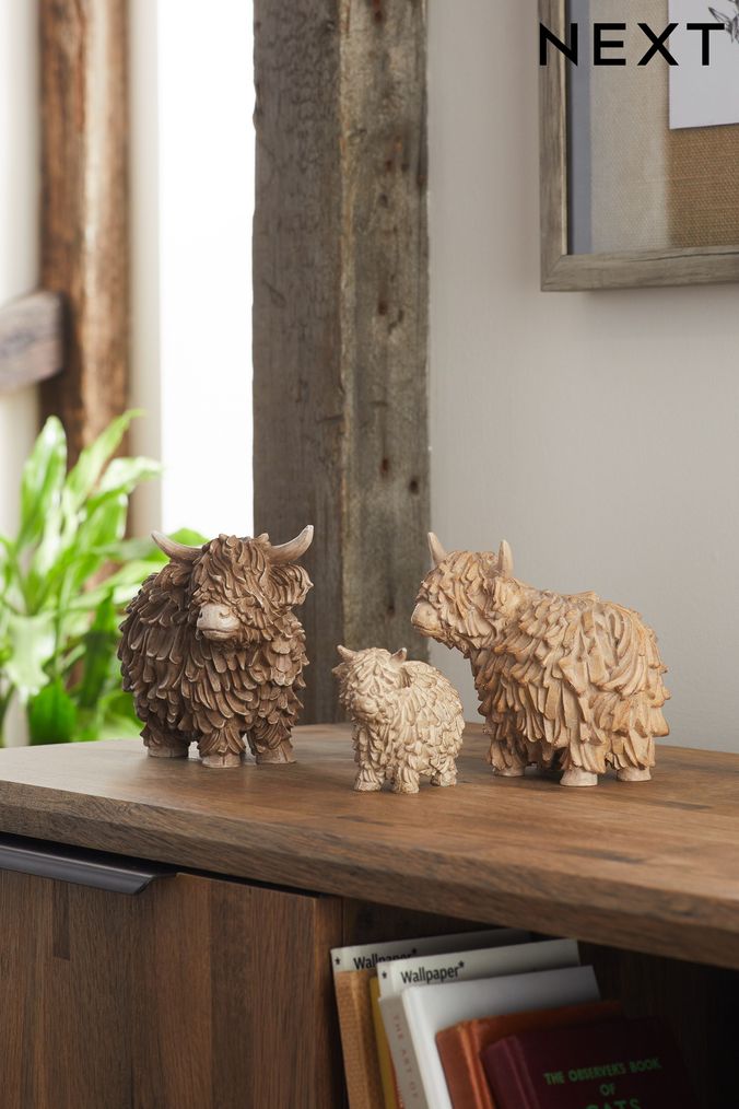 Dark Natural Hamish the Highland Cow Ornament Set of 3 (A49430) | £32